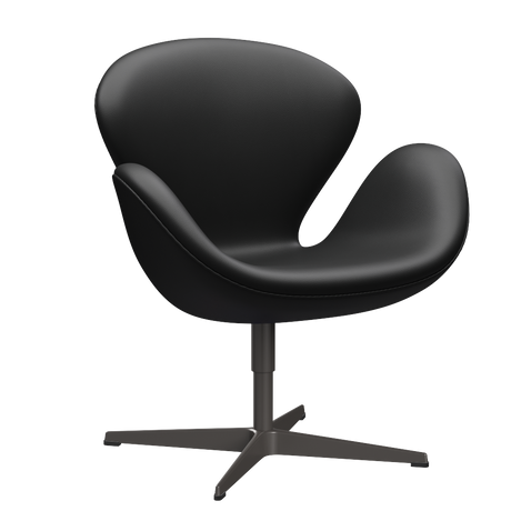 3320 Svanen loungestol, stel i warm graphite af Arne Jacobsen - Aura læder - Black Brown - Jacobsen Plus