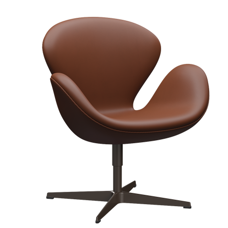 3320 Svanen loungestol, stel i brown bronze af Arne Jacobsen - Aura læder - Black Brown - Jacobsen Plus