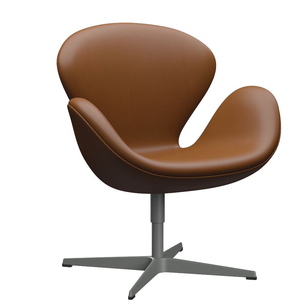 3320 Svanen loungestol, stel i silver grey af Arne Jacobsen - Aura læder - Walnut - Jacobsen Plus