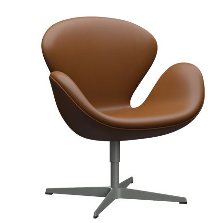 3320 Svanen loungestol, stel i silver grey af Arne Jacobsen - Aura læder - Black Brown - Jacobsen Plus