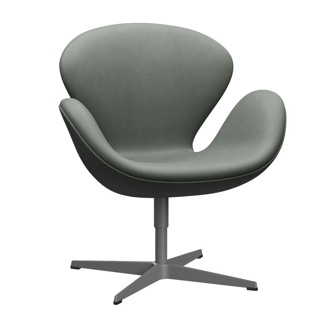 3320 Svanen loungestol, stel i silver grey af Arne Jacobsen - Grace læder - Concrete Grey - Jacobsen Plus