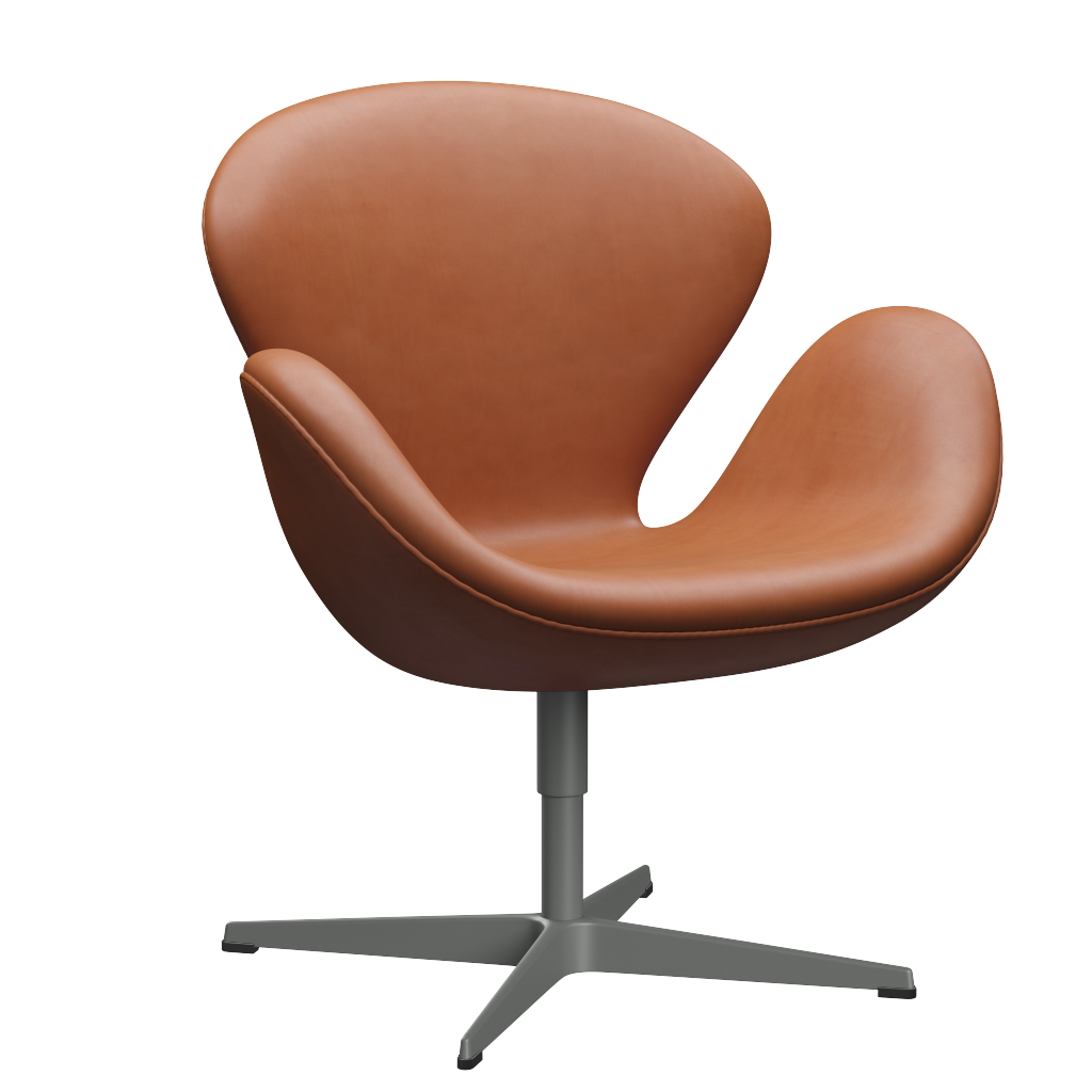 3320 Svanen loungestol, stel i silver grey af Arne Jacobsen - Grace læder - Walnut - Jacobsen Plus