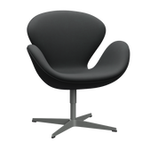 3320 Svanen loungestol, stel i silver grey af Arne Jacobsen - Haze læder - Anthracite - Jacobsen Plus