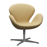 3320 Svanen loungestol, stel i silver grey af Arne Jacobsen - Haze læder - Beige - Jacobsen Plus