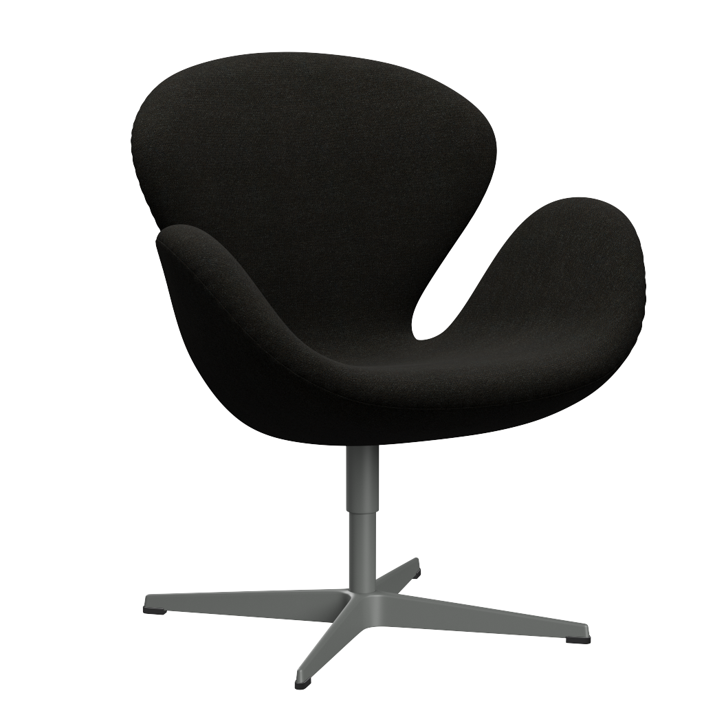 3320 Svanen loungestol, stel i silver grey af Arne Jacobsen - Hallingdal - 376 Brown/Dark Grey - Jacobsen Plus