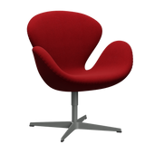 3320 Svanen loungestol, stel i silver grey af Arne Jacobsen - Hallingdal - 674 Classic Red - Jacobsen Plus