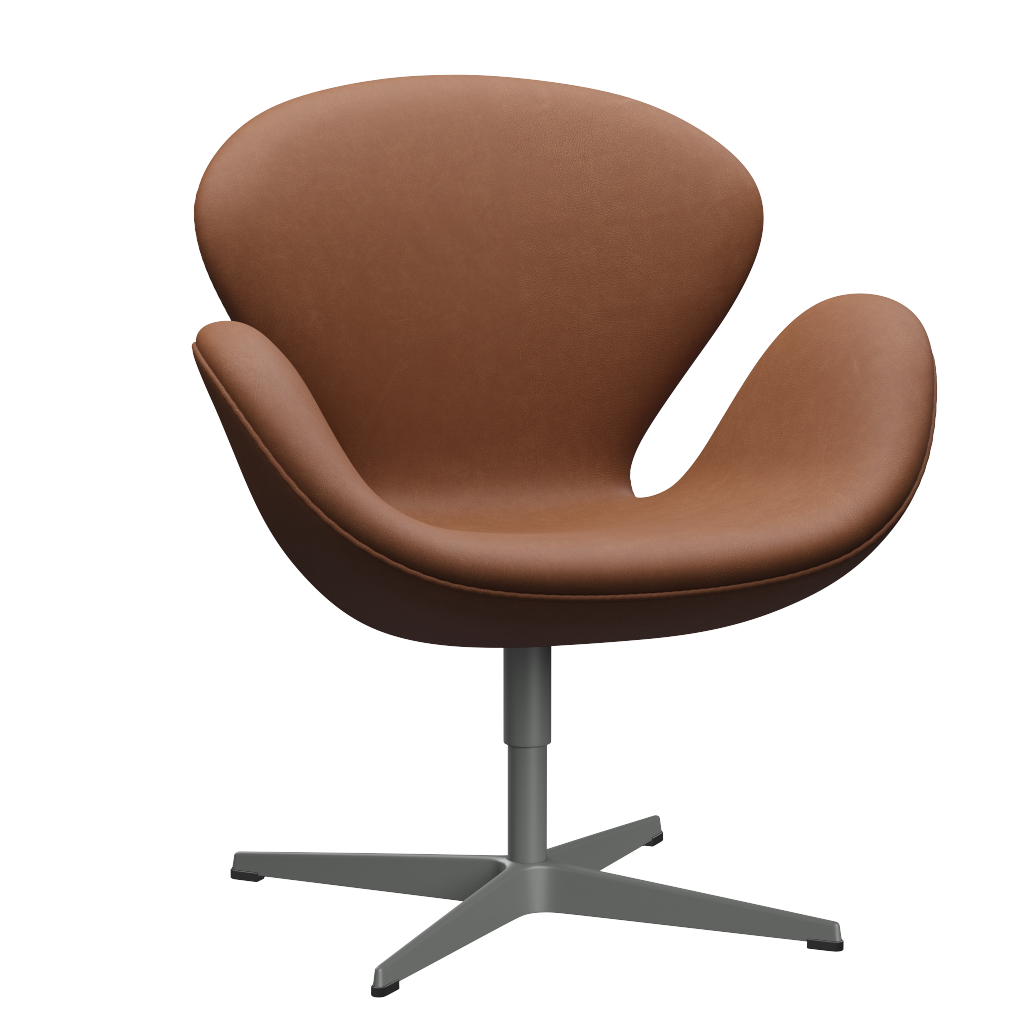 3320 Svanen loungestol, stel i silver grey af Arne Jacobsen - Haze læder - Walnut - Jacobsen Plus