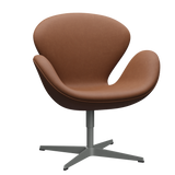 3320 Svanen loungestol, stel i silver grey af Arne Jacobsen - Haze læder - Walnut - Jacobsen Plus