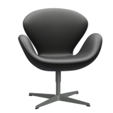 3320 Svanen loungestol, stel i silver grey af Arne Jacobsen - Essential læder - Black - Jacobsen Plus