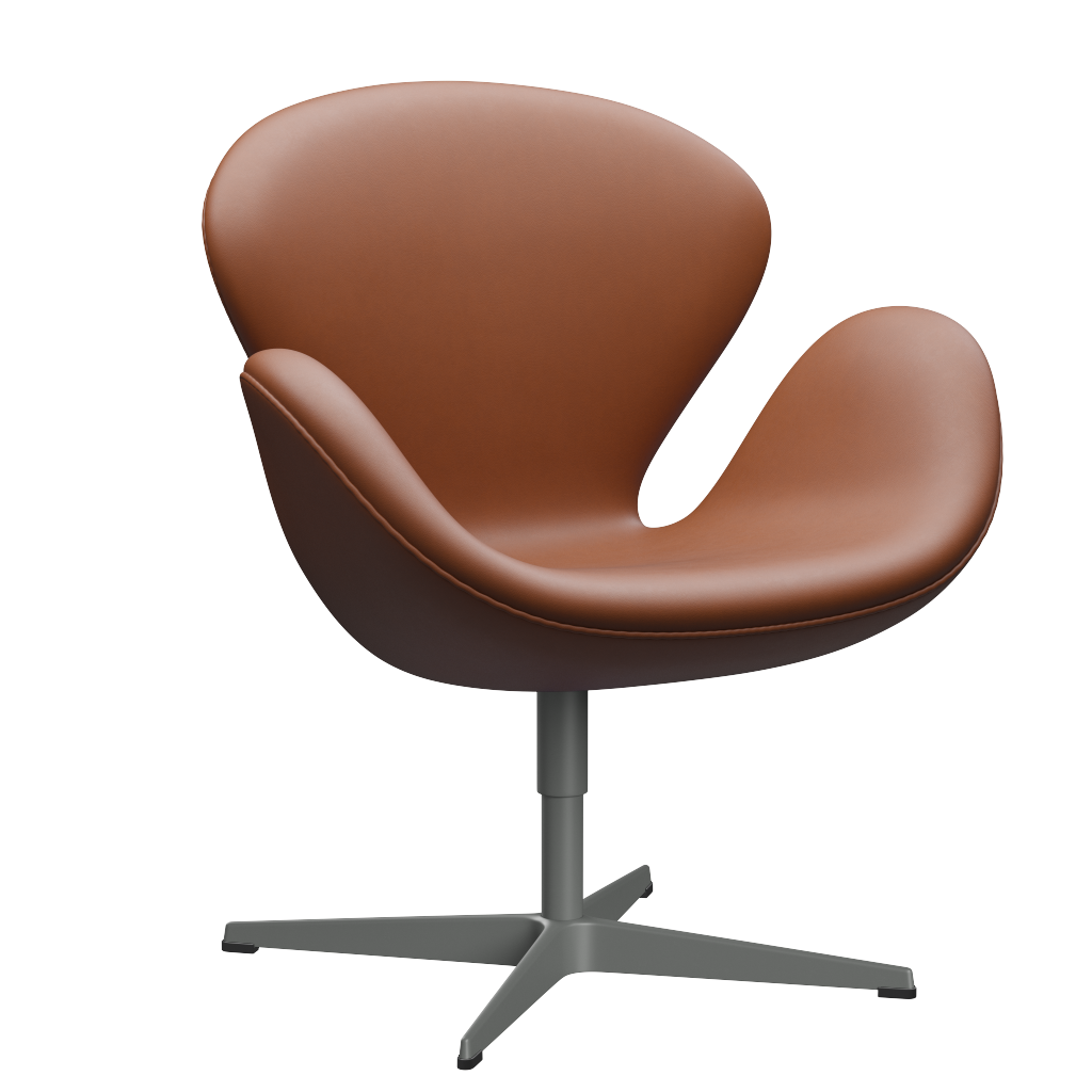3320 Svanen loungestol, stel i silver grey af Arne Jacobsen - Essential læder - Walnut - Jacobsen Plus