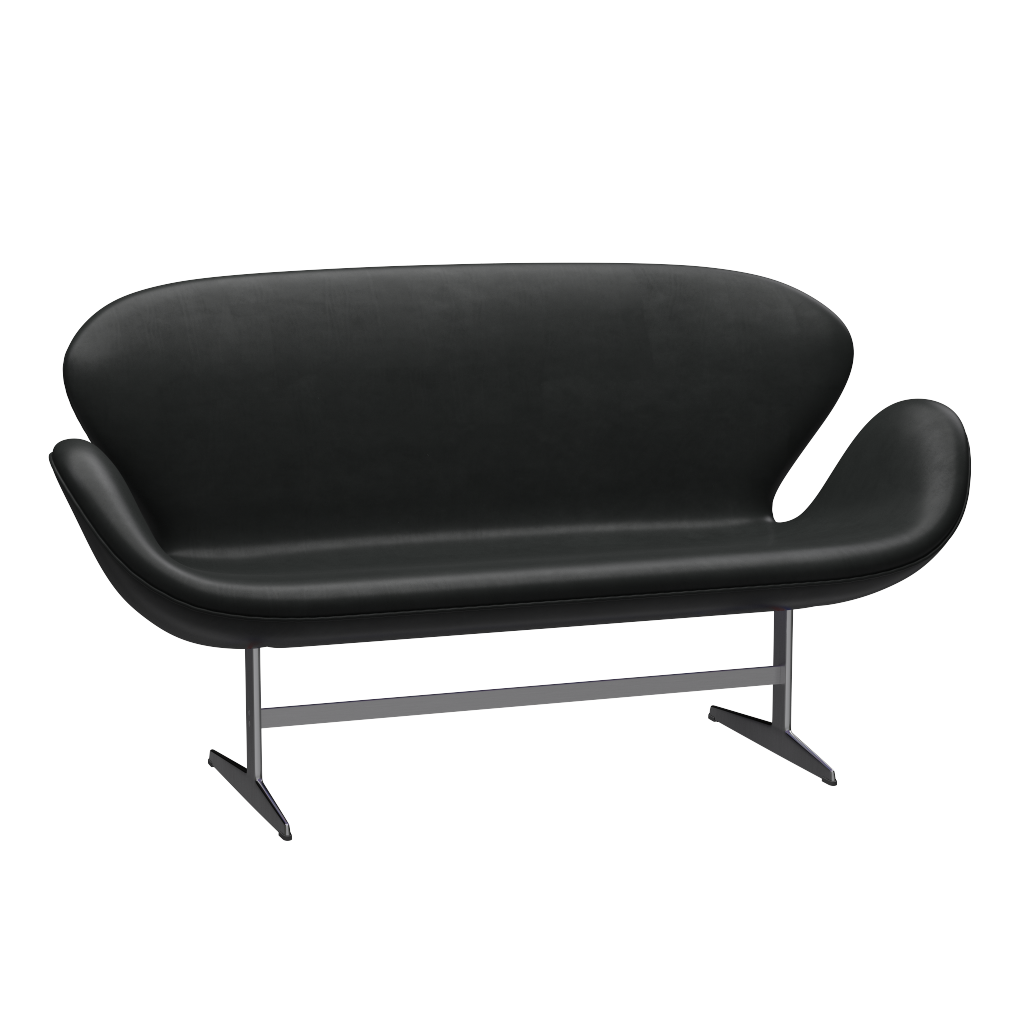 3321 Svanesofa af Arne Jacobsen - Grace læder - Black - Jacobsen Plus
