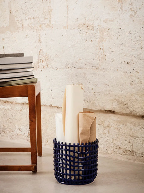 Ceramic Basket, large fra Ferm Living - Blue - Jacobsen Plus