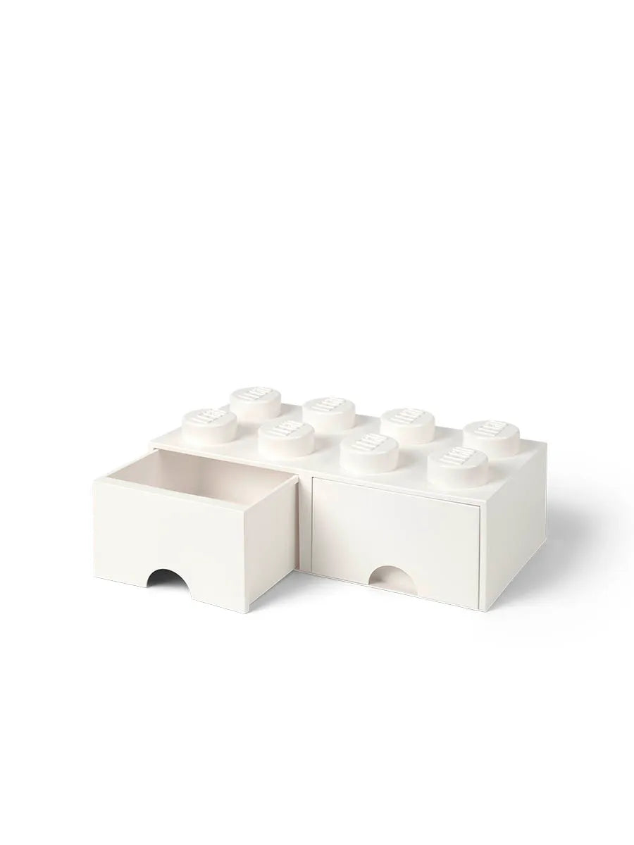 LEGO kasse 2x4 med 2 skuffer, hvid fra Room Copenhagen