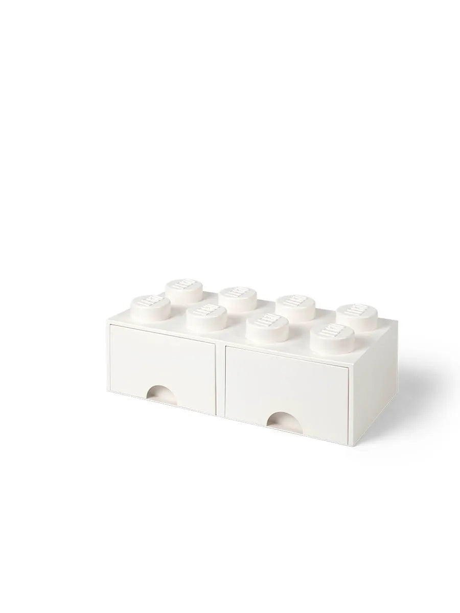 LEGO kasse 2x4 med 2 skuffer, hvid fra Room Copenhagen