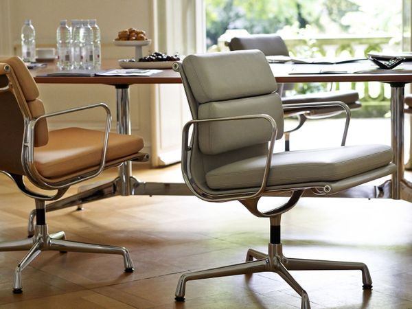 Soft Pad Chair EA 217 Kontorstol, cognac læder/krom stel fra Vitra - 4 - Jacobsen Plus