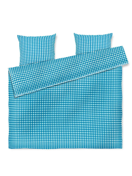 Bæk & Bølge Sengetøj, blå/birk fra Juna - 200 x 220 cm, inkl. 2 x pudebetræk - Jacobsen Plus