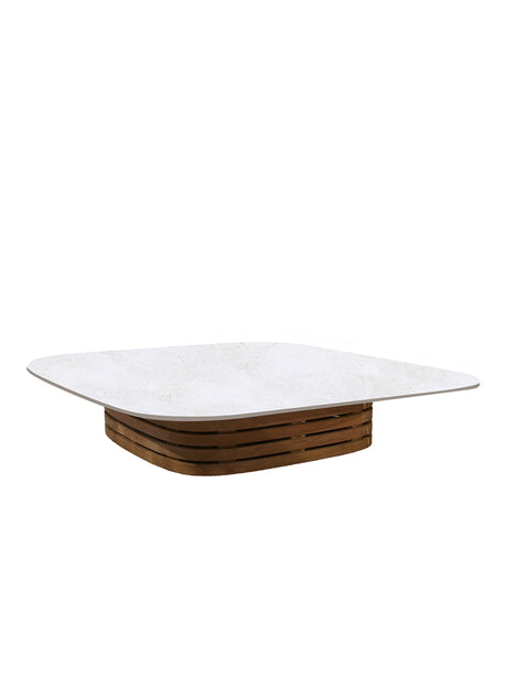 Mellow udendørs sofabord, kvadratisk, large fra Cane-line - Travertine look - Jacobsen Plus