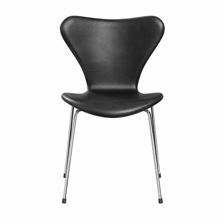Fritz Hansen - 3107 stol, fuldpolstret Wild læder sort / krom stel af Arne Jacobsen - 1 - Jacobsen Plus