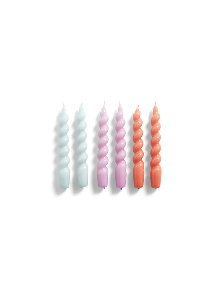 Spiral lys, 6 stk fra Hay - Ice blue, lilac, apricot - Jacobsen Plus