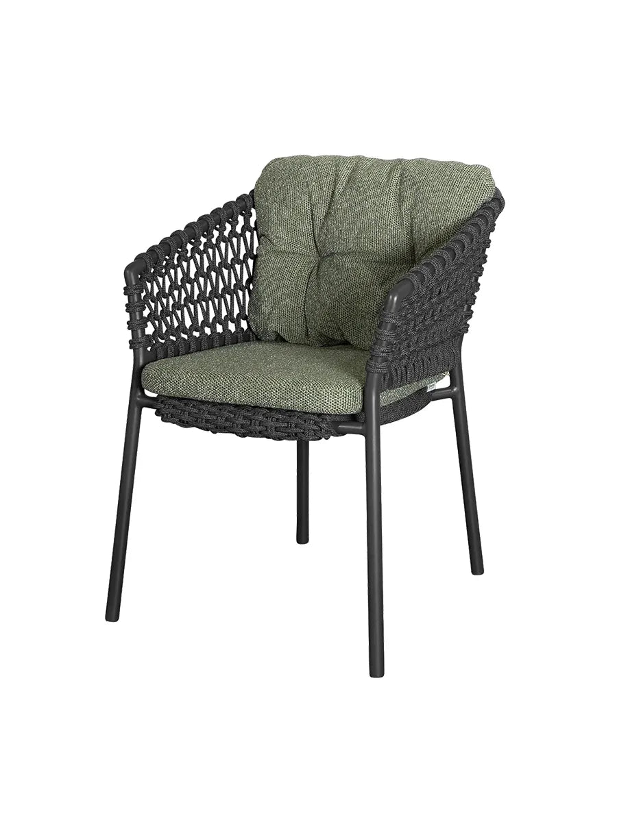 Ocean Stol, Soft Rope fra Cane-line - Dark grey / Dark green, Cane-line Wove - Jacobsen Plus
