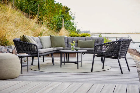 Ocean 2-pers. Sofa, højre modul, Soft Rope fra Cane-line - Dark grey / Ingen hynde - Jacobsen Plus