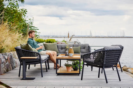 Ocean Hjørnemodul, soft rope fra Cane-line - Dark grey / Ingen hynde - Jacobsen Plus