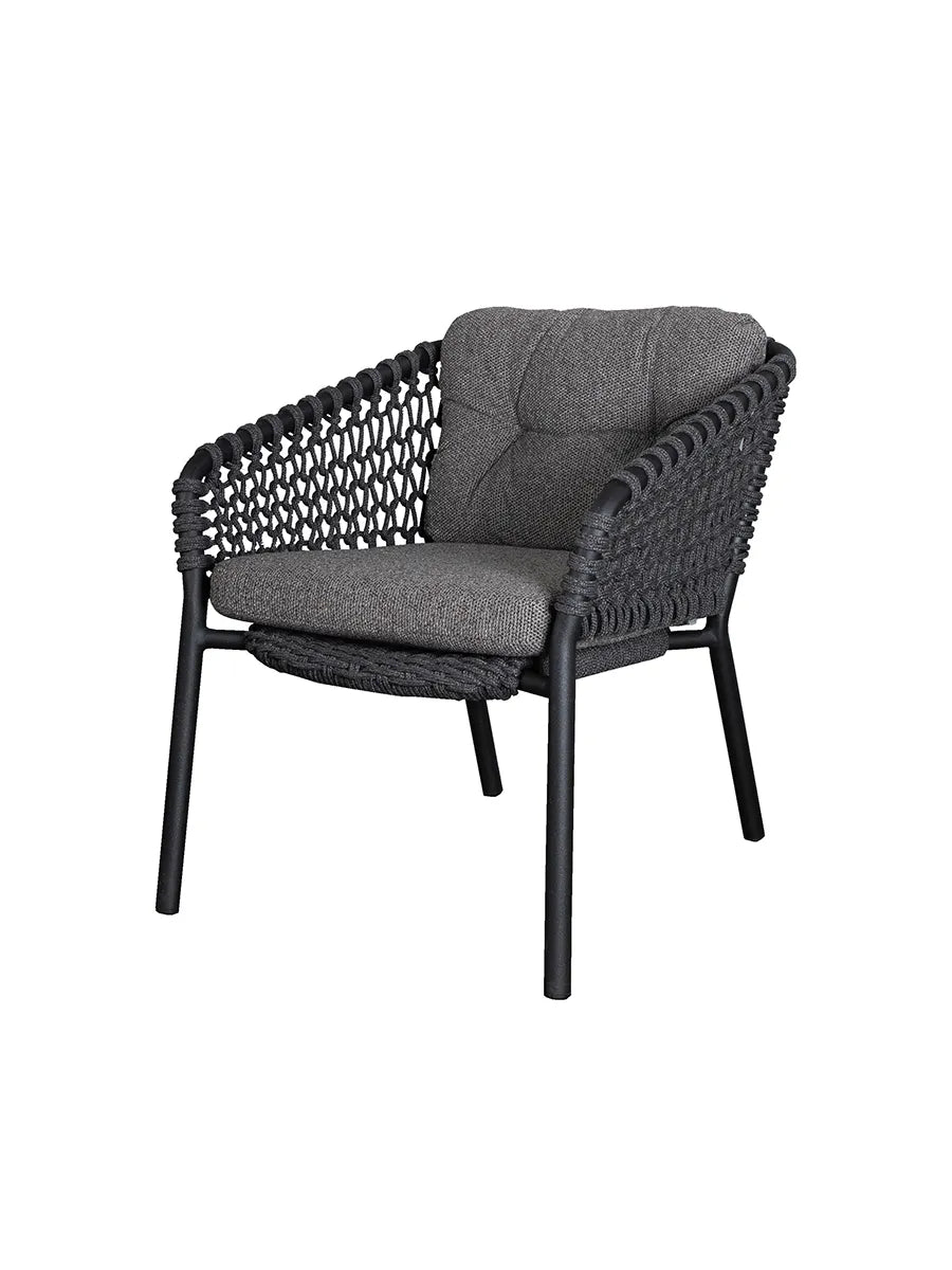 Ocean Loungestol, Soft Rope fra Cane-line - Dark grey / Dark grey, Cane-line Wove - Jacobsen Plus