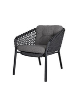 Ocean Loungestol, Soft Rope fra Cane-line - Dark grey / Dark grey, Cane-line Wove - Jacobsen Plus