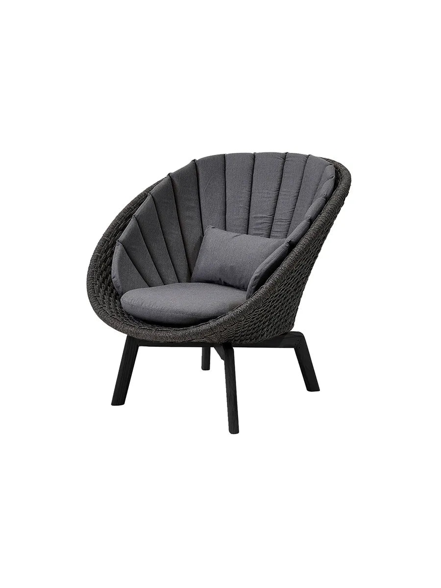 Peacock Loungestol, Soft Rope m/ben i alu fra Cane-line - Inkl. hynde i Grey - Jacobsen Plus