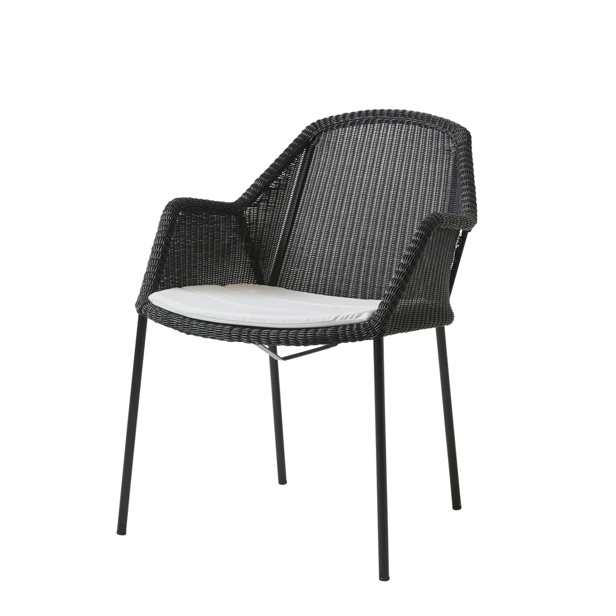 Breeze stol, stabelbar inkl. hynde fra Cane-line - Black / White - Cane-line Natté - Jacobsen Plus