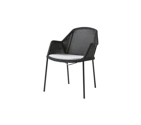 Breeze stol, stabelbar inkl. hynde fra Cane-line - Black / Light grey - Cane-line Natté - Jacobsen Plus