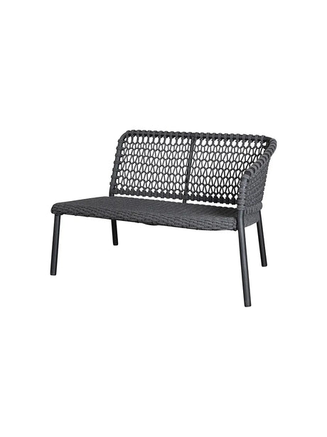 Ocean 2-pers. Sofa, venstre modul, Soft Rope fra Cane-line - Dark grey / Ingen hynde - Jacobsen Plus