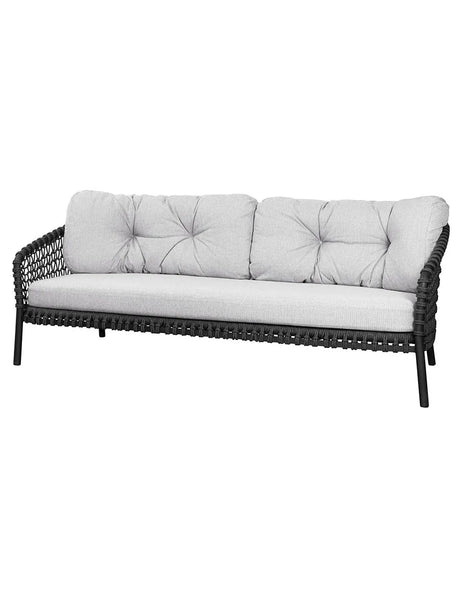 Ocean large 3-pers. Sofa, soft rope fra Cane-line - Grey - Cane-line AirTouch w/QuickDry & Airflow - Jacobsen Plus