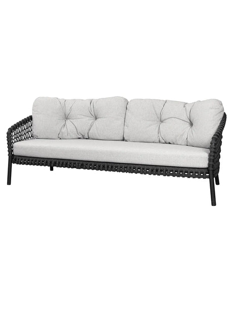 Ocean large 3-pers. Sofa, soft rope fra Cane-line - Grey - Cane-line AirTouch w/QuickDry & Airflow - Jacobsen Plus