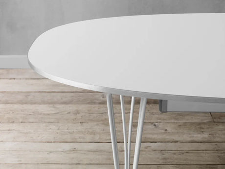 Piet Hein B619 Superellipse udtræksbord, 180/300 x 120 cm fra Fritz Hansen - Valnød finér m. finérkant / Forkromet stål - Jacobsen Plus