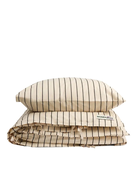 Bongusta - Percale sengetøj, 140x200/60x63 cm, Creme & ink - Jacobsen Plus