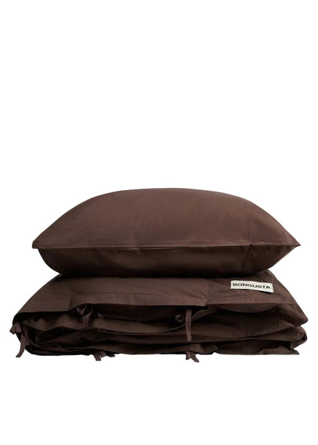 Bongusta - Percale sengetøj, 140x200/60x63 cm, Coffee - Jacobsen Plus
