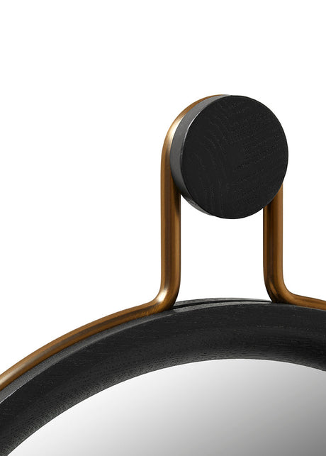 Utility Round Mirror Small Oak onyx Aged gold fra Stellar Works - 2 - Jacobsen Plus