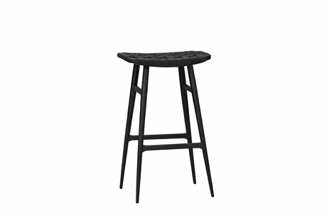 Freja barstol, sort eg, Leather Stripe Saddle Black fra Stellar Works - 1 - Jacobsen Plus