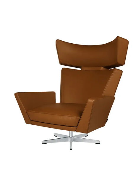 Oksen Lænestol af Arne Jacobsen - Aura læder (valnød) / Base i børstet aluminium - Jacobsen Plus