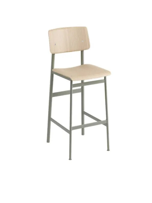 Loft bar stool fra Muuto - Højde: 75 cm / Oak- dusty green - Jacobsen Plus