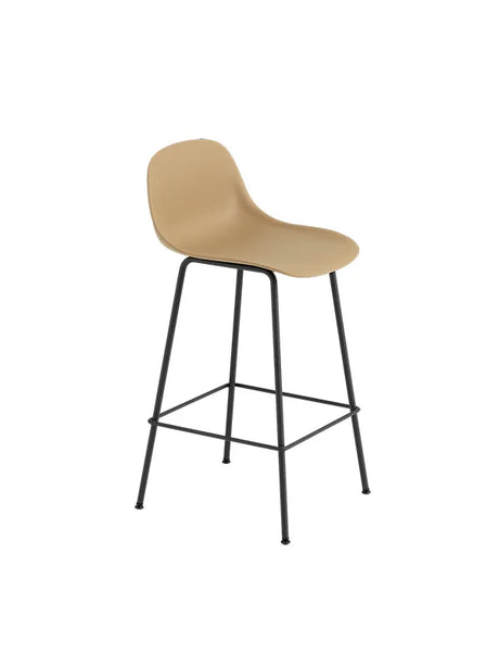 Fiber Barstool tube w. back fra Muuto - Stor / Ochre- black base - Jacobsen Plus