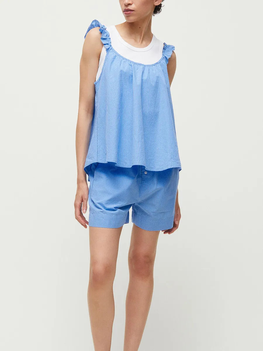 Frill Top, check mix blue fra Aiayu - 2 - Jacobsen Plus