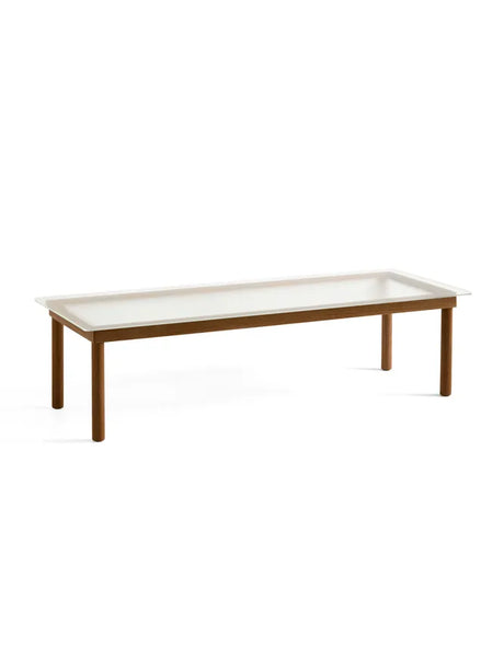 Kofi Sofabord 140x50 fra Hay - Clear reeded glass / Water-based lacquered walnut - Jacobsen Plus