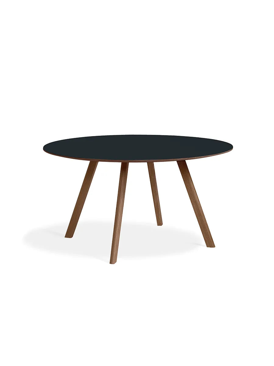 Copenhague CPH25 Bord, Ø140 cm fra Hay - Lakeret valnød / Dark grey linoleum - Jacobsen Plus