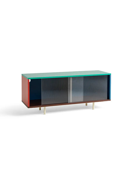 Colour Cabinet, medium med glasdøre fra Hay - Dark mint / Med ben - Jacobsen Plus