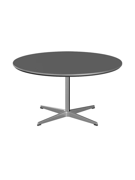 Piet Hein A223 Sofabord, Ø90 cm fra Fritz Hansen - Hvid laminat m. alukant - Jacobsen Plus
