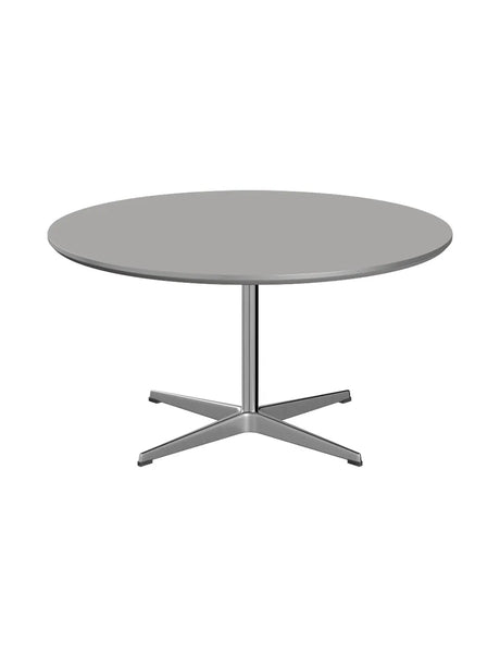 Piet Hein A223 Sofabord, Ø90 cm fra Fritz Hansen - Hvid laminat m. alukant - Jacobsen Plus
