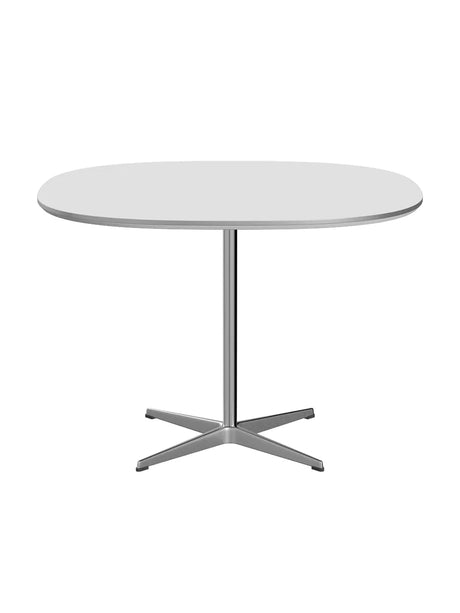 Piet Hein A603 cafébord, 100 x 100 cm fra Fritz Hansen - Hvid laminat m. alukant - Jacobsen Plus
