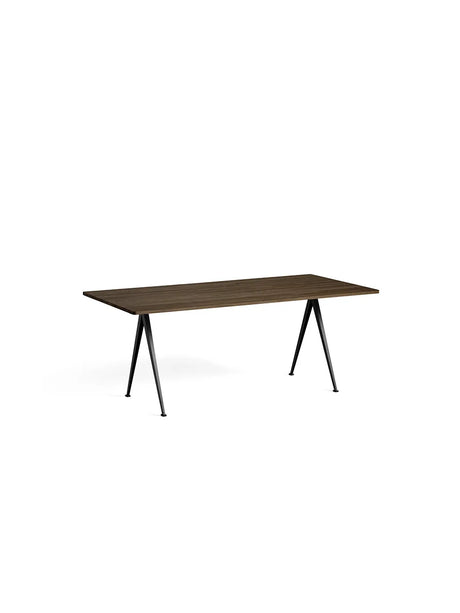 Pyramid 02 bord fra Hay - 190 x 85 cm / Sort pulverlakeret stål / Røget eg (olie) - Jacobsen Plus